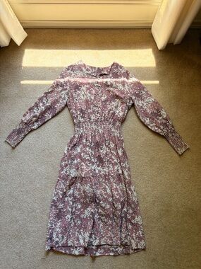 Floral Smocked Waist Midi Dress - Dusty Rose